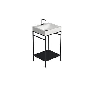 Struttura terra in acciaio con ripiano in metallo nero matt per lavabo cm 50x45