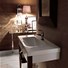 lavabo con coppia gambe in frassino scuro cod 3931, Specchio sospeso in frassino scuro cod 9181