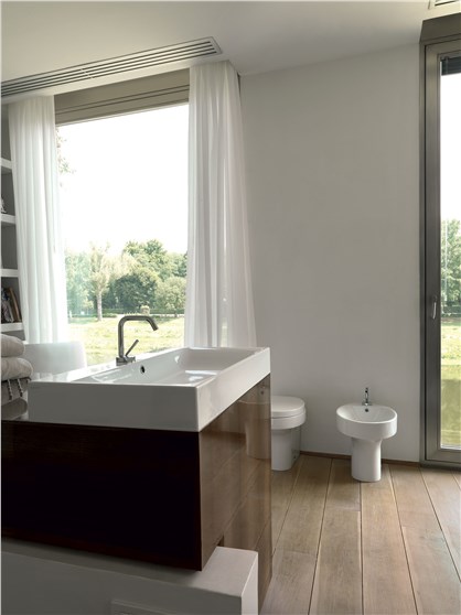 Lavabo 70x45 cod 3532, Bidet Monoforo ovale cod 3520, Vaso unico “PROLUNGATO” ovale cod 3516