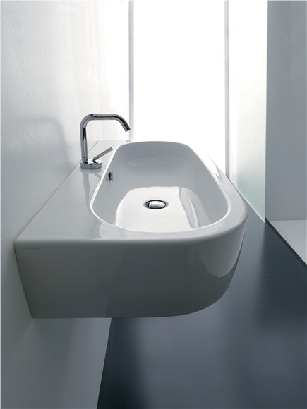 lavabo bagno sospeso in ceramica bianca Kerasan